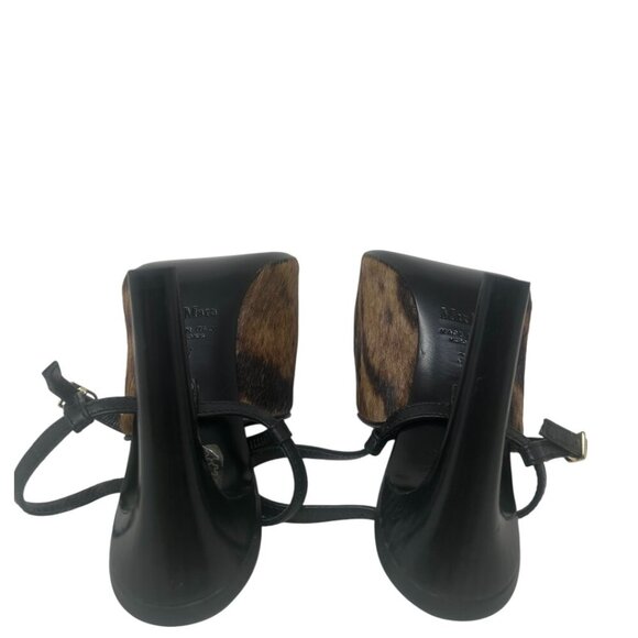 New Max Mara Leopard Haircalf Animal Print Slingback Ankle Strap Pumps Heels 7 - Picture 11 of 15